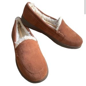 Vionic Lynez Faux Fur Toffee Suede Slippers 8.5